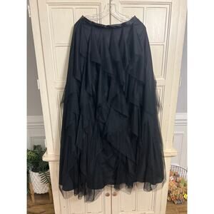 Aidan Mattox size 8 black fancy tiered maxi skirt